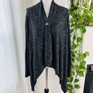 Notations Black Soft Stretchy Top Button Cardigan Sweater - Size XL